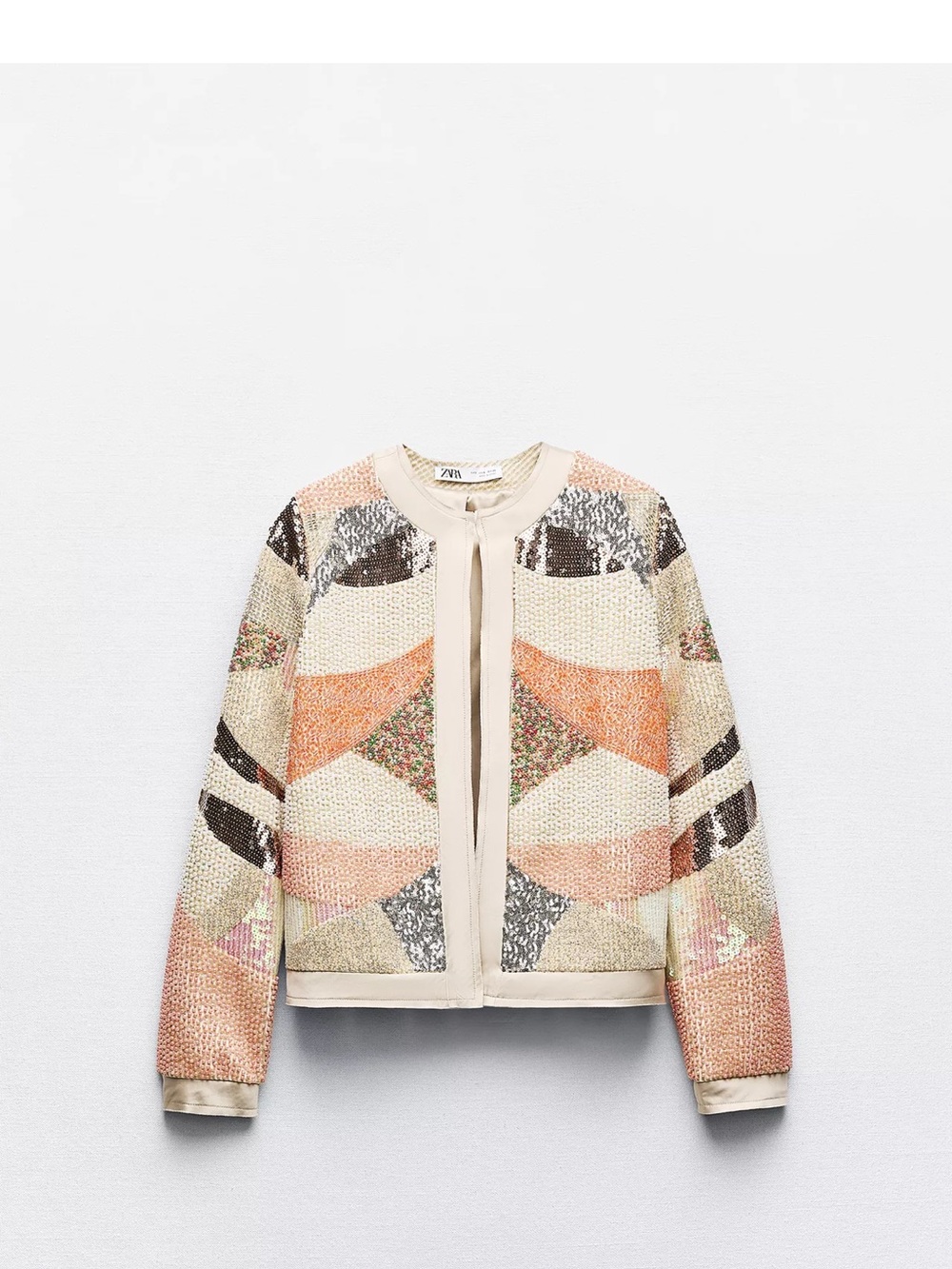 Zara  beaded and pearls Cardigan in Pink and Beige